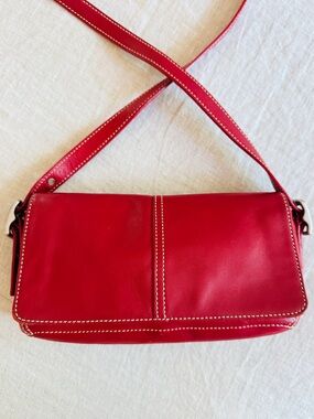 ♥️ Vintage Coach Soho Flap Shoulder Bag 4280 Red Glove Tanned Leather Y2K 2004